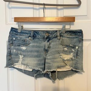 AEO low rise jean shorts with eyelet pockets